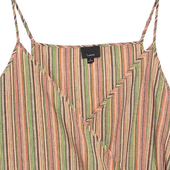 Lumiere Mini Striped O-Ring Buckle Wrap Dress L - Picture 5 of 6